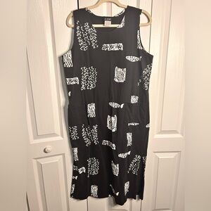 I.G. Sport Women's XL Black White Fish Print Beach Cover Up Pocketed Tank Dress